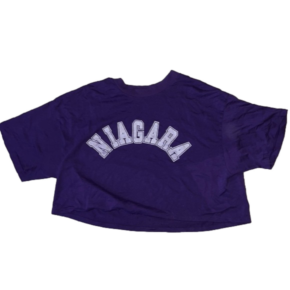 𝅺PURPLE cropped Niagara over sized tee shirt